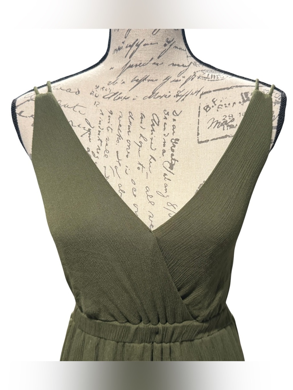 Lulus Lost in Paradise Olive Green Maxi Crepe Dress Size Small - Picture 4 of 12